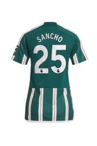 Manchester United Jadon Sancho #25 Voetbaltruitje Uit tenue Dames 2023-24 Korte Mouw